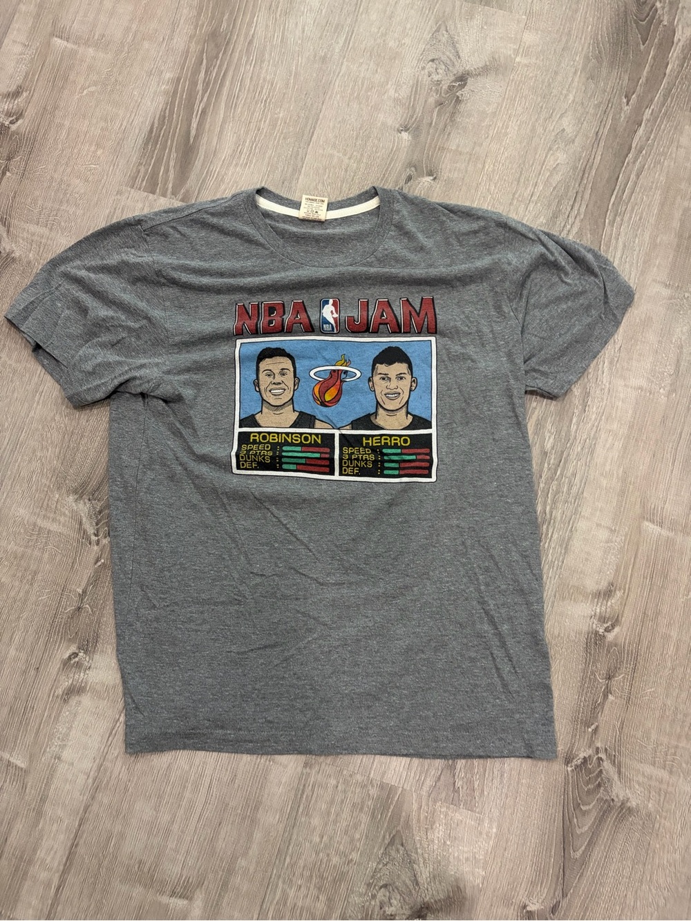 Homage NBA Jam Miami Heat Duncan Robinson & Tyler Herro T-shirt, size Large